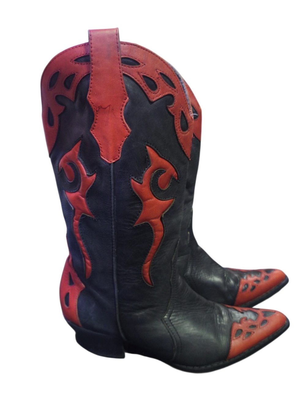 Reba Black and Red Two-Tone Western Heeled Boots